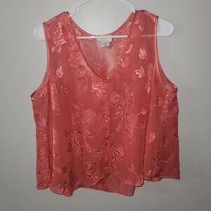 Floral Coral Sleeveless Top